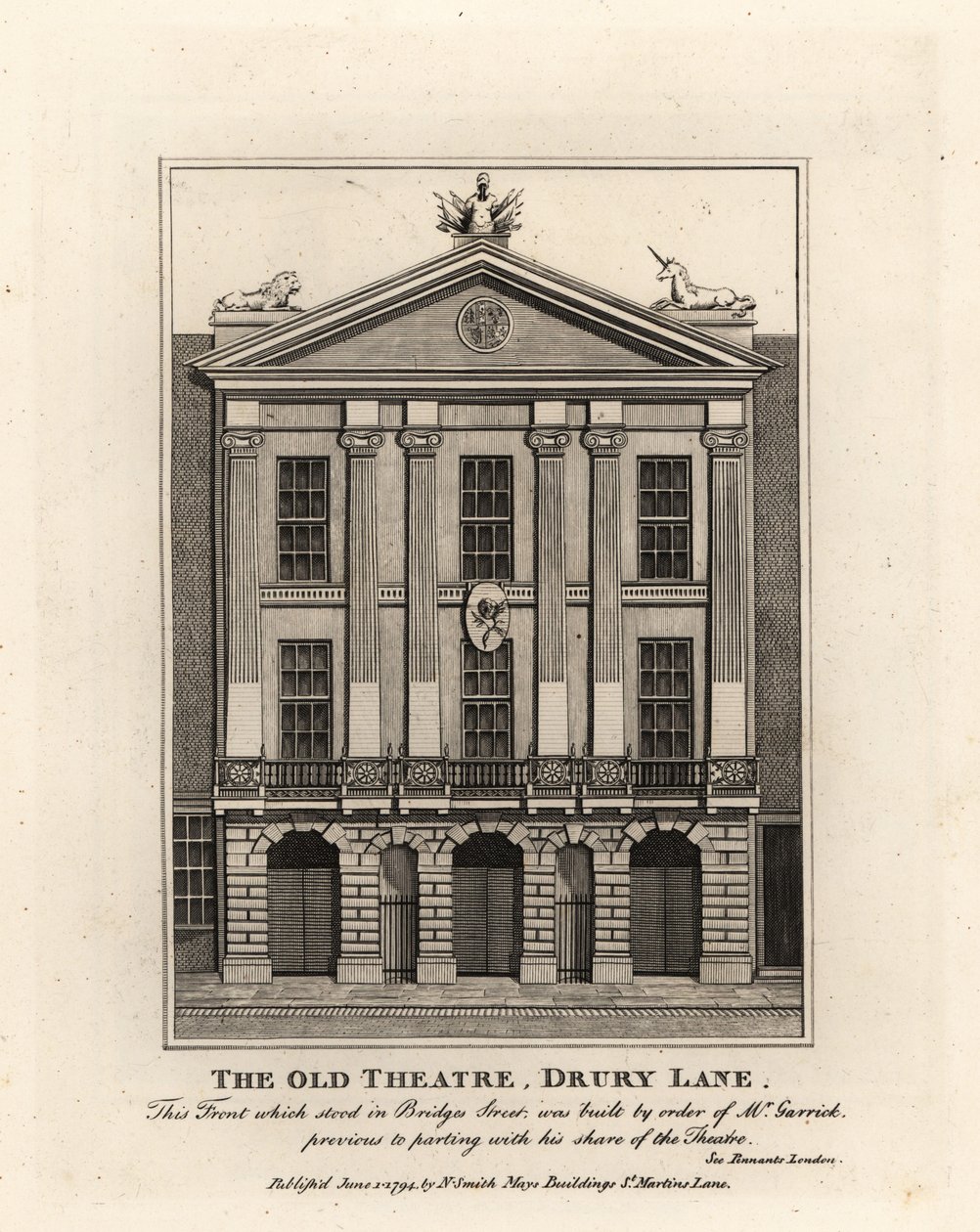 A Régi Színház eleje, Drury Lane alkotó: John Thomas Smith