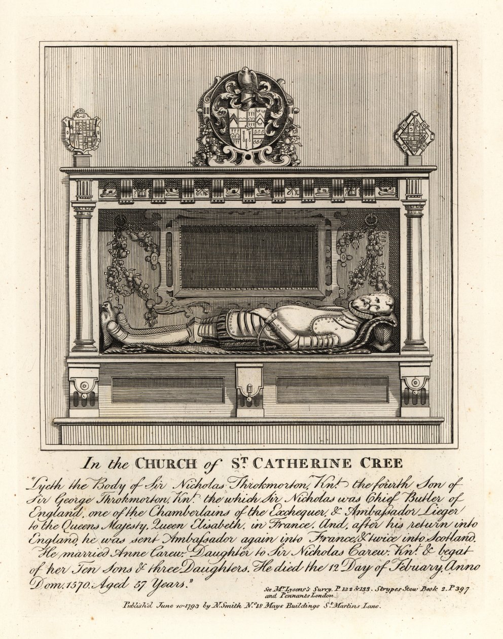Sir Nicholas Throkmorton sírképe alkotó: John Thomas Smith