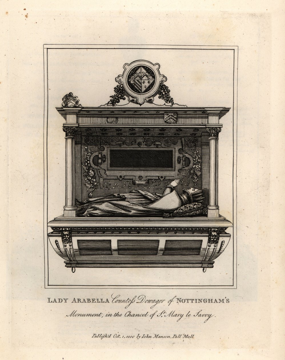 Grave képmása vagy Lady Arabella, Nottingham özvegye grófnő Szent Mária le Savoy szentélyében alkotó: John Thomas Smith