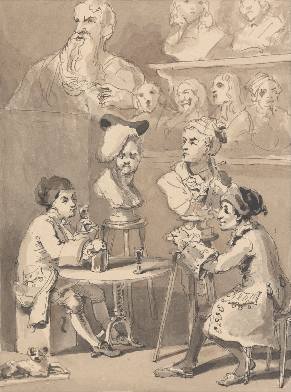 Hogarth Roubiliac mellé ül a mellszobra miatt alkotó: John Thomas Smith