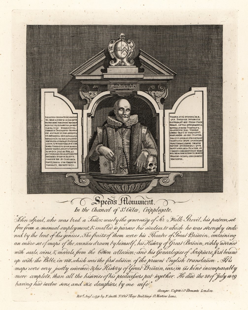John Speed emlékműve a Cripplegate-i St Giles-székesegyházban alkotó: John Thomas Smith