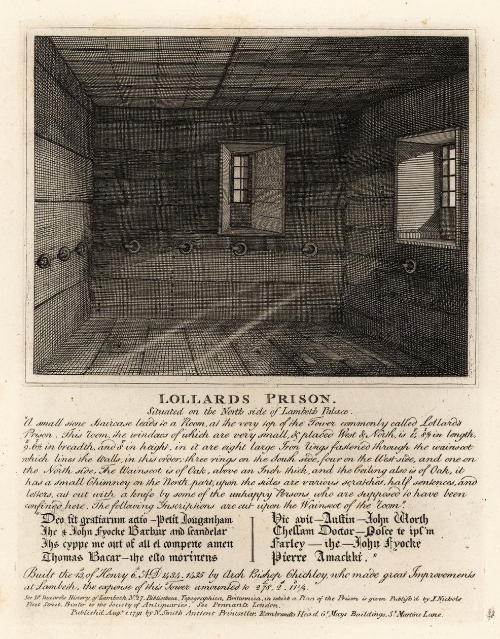 Lollards börtön, a Lambeth-palota tornyában alkotó: John Thomas Smith