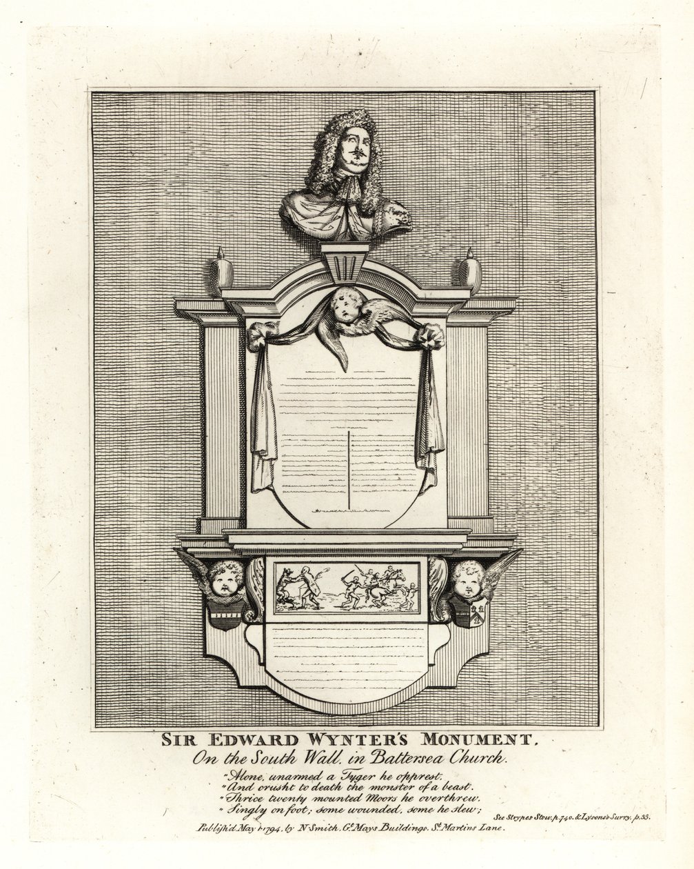 Az 1685-ben elhunyt Sir Edward Wynter emlékműve a Battersea-i Szent Mária-templom déli falán alkotó: John Thomas Smith