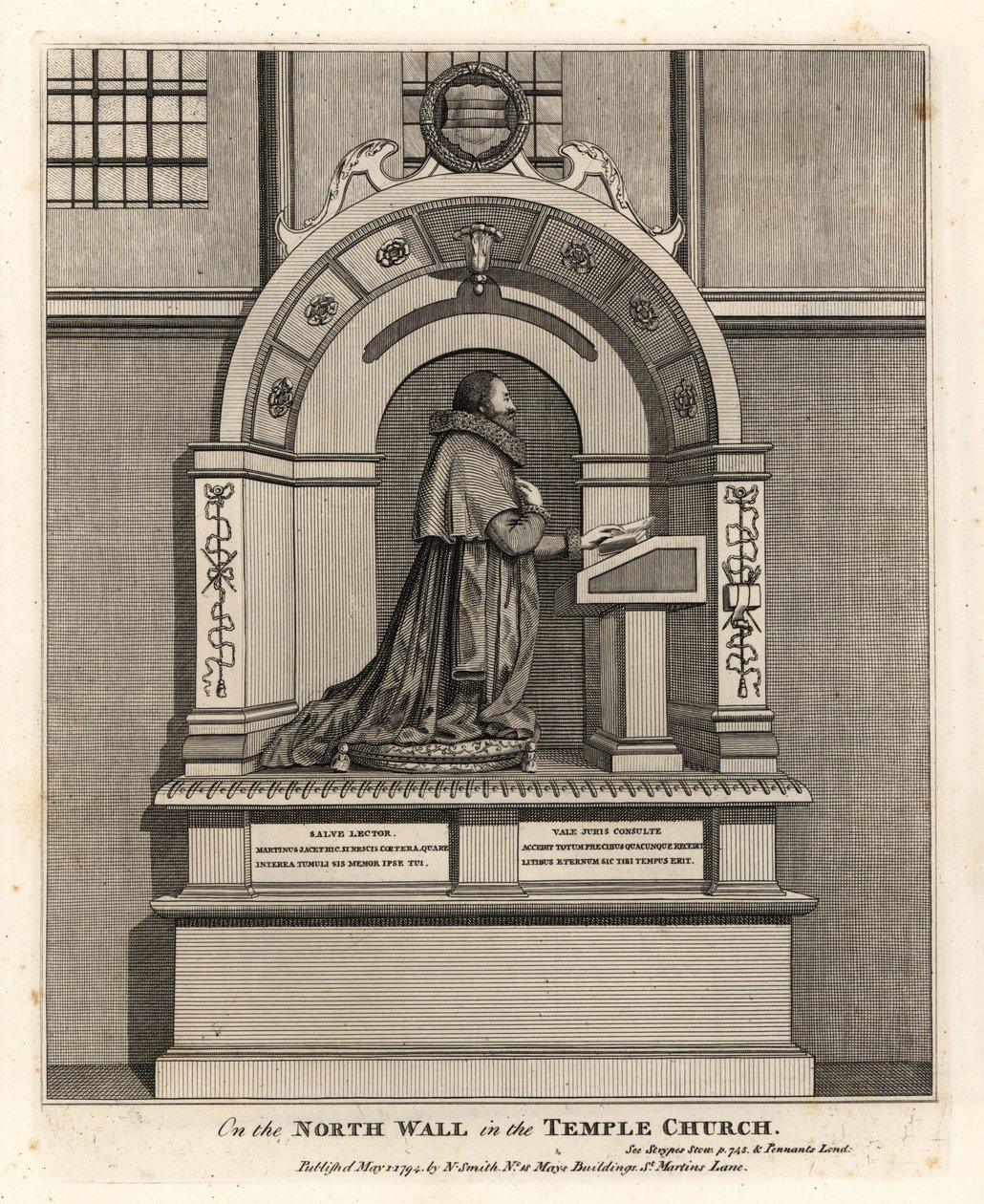 Emlékmű Richard Martin ügyvédnek, London jegyzőjének (1570-1618) a Temple templomban alkotó: John Thomas Smith