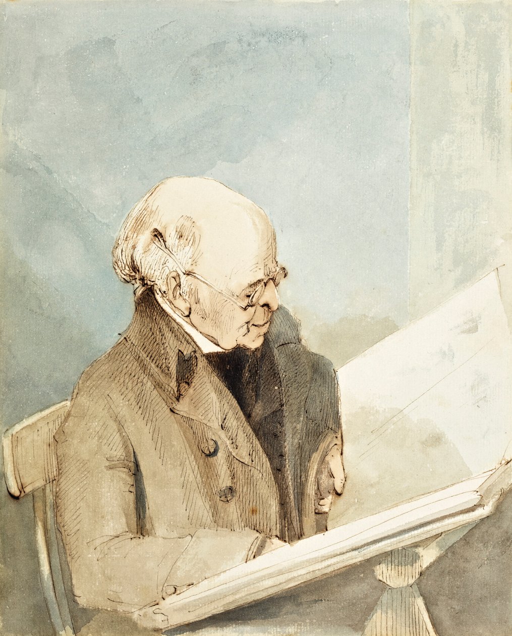 Taylor úr, Hayman tanítványa a British Museum nyomtatott termében, 1820 körül (wc, toll és tinta papíron) alkotó: John Thomas Smith