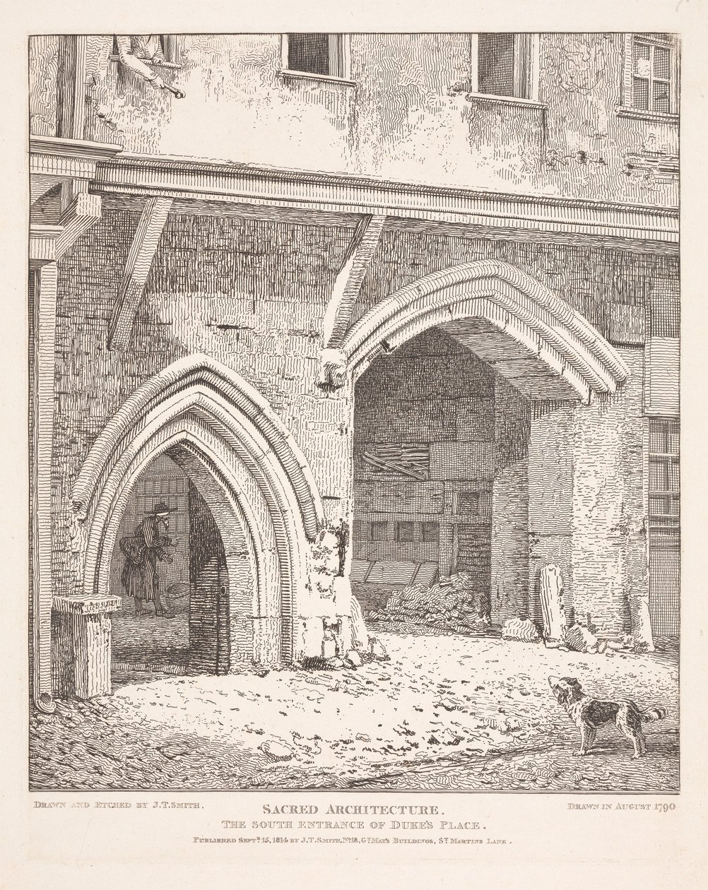 Szakrális építészet: Dukes Place déli bejárata alkotó: John Thomas Smith