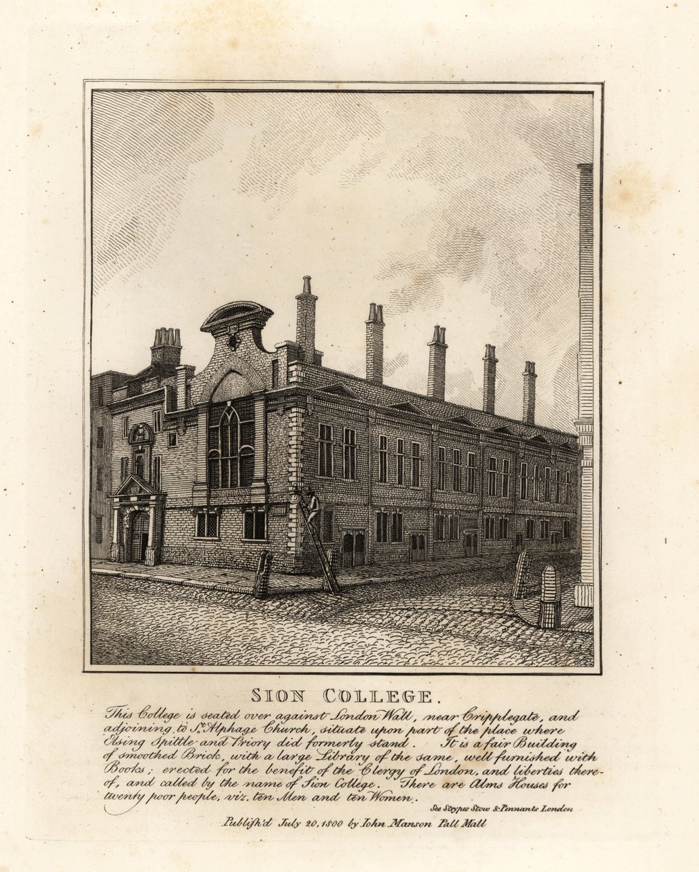 Sion College, a London Wall mellett, Cripplegate közelében alkotó: John Thomas Smith