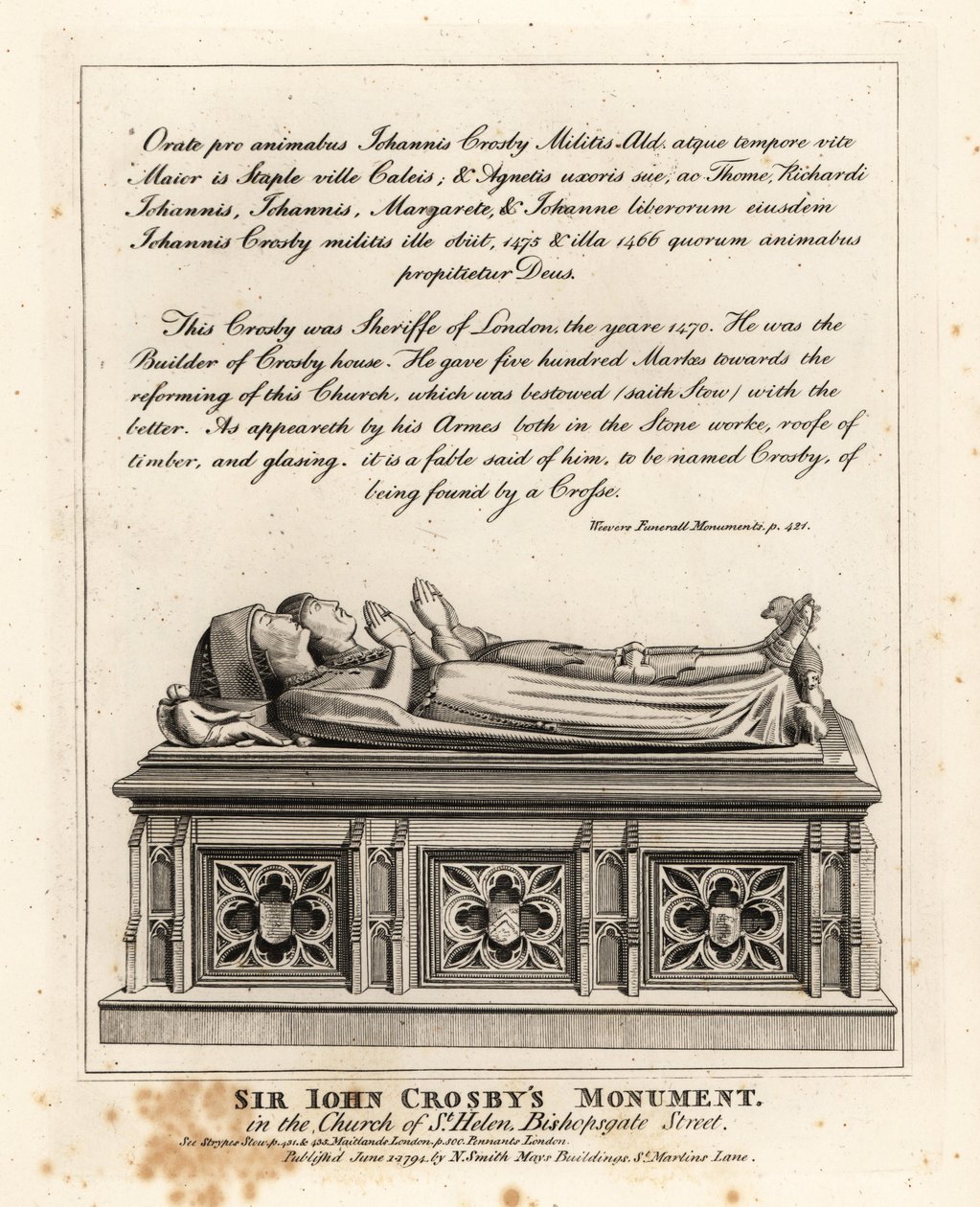 Sir John Crosby emlékműve a Szent Helén templomban, a Bishopsgate Streeten alkotó: John Thomas Smith