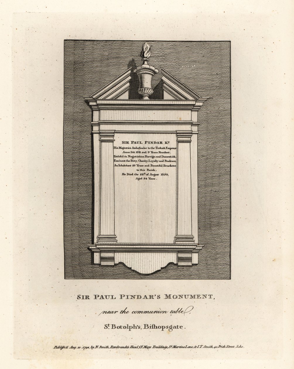 Sir Paul Pindar emlékműve az úrvacsoraasztal mellett a Bishopsgate-i St Botolph-ban alkotó: John Thomas Smith