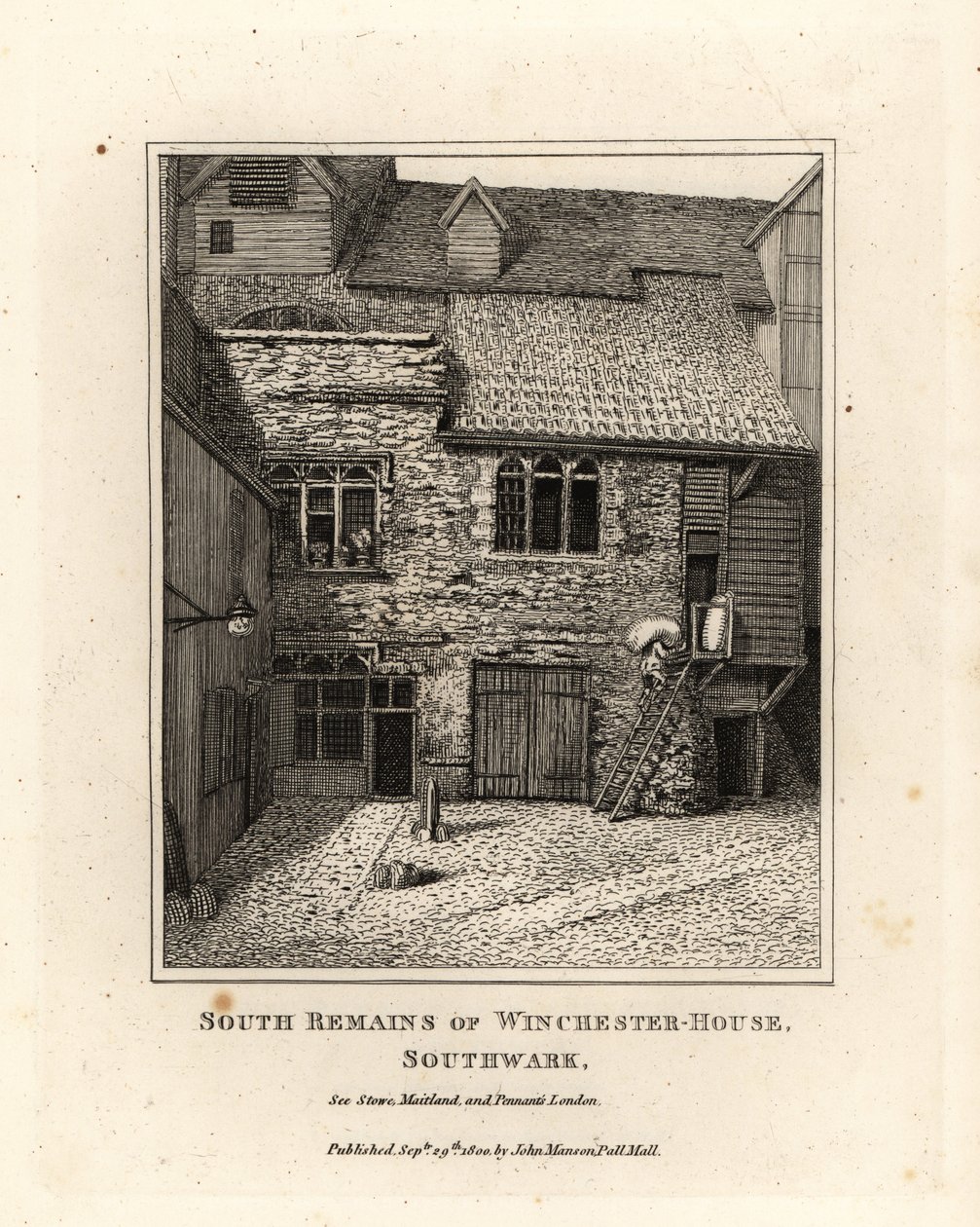 A Winchester House déli maradványai, Southwark alkotó: John Thomas Smith