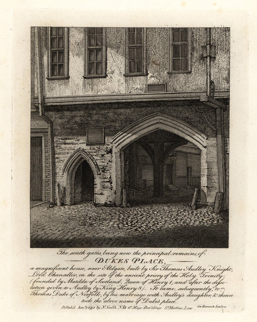 A Dukes Place déli kapujának romjai, amelyet Sir Thomas Audley (1488-1544) épített Aldgate közelében alkotó: John Thomas Smith