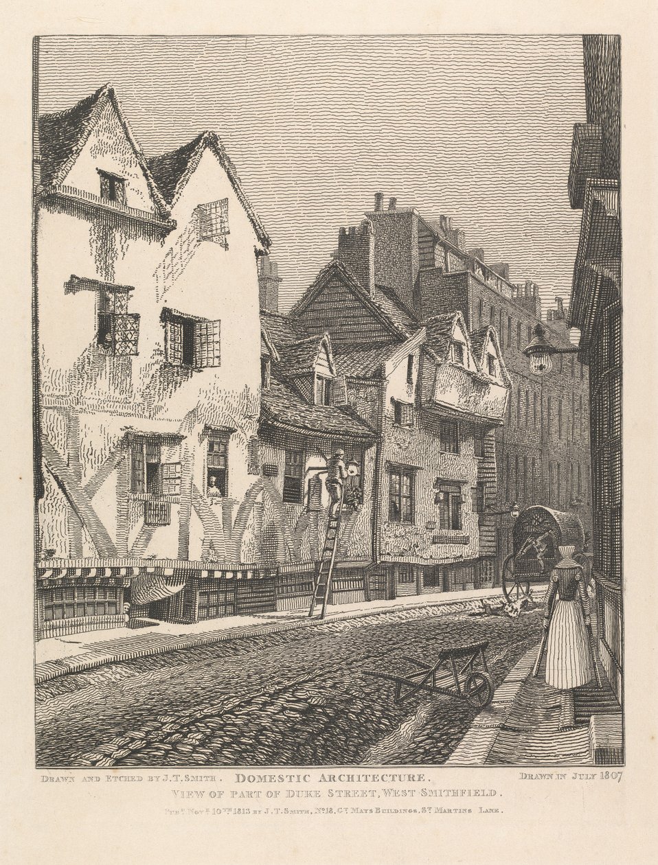 A Duke Street egy részének látképe, West Smithfield alkotó: John Thomas Smith