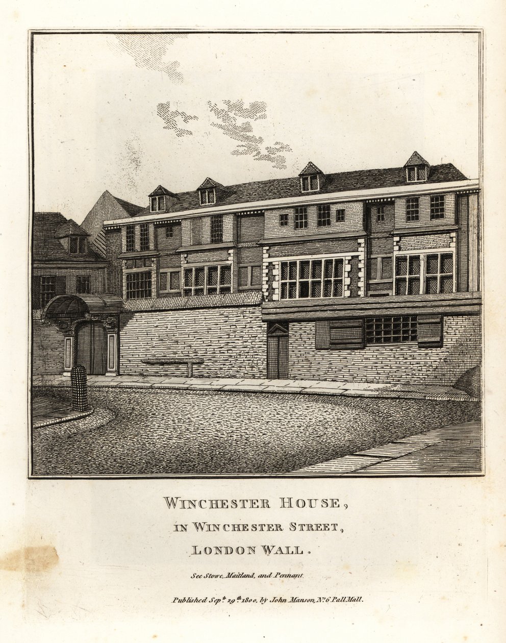 Winchester ház a Winchester Streeten, a London Wallon alkotó: John Thomas Smith