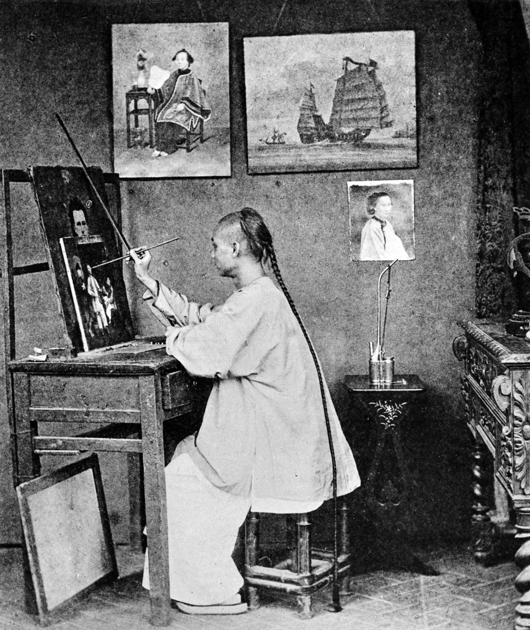Lumqua, hongkongi művész, 1870 körül alkotó: John Thomson