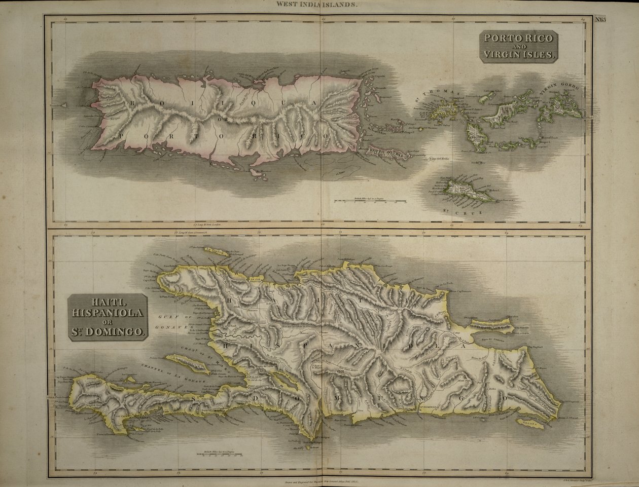 Porto Rico és Virgin-szigetek: Haiti, Hispaniola vagy St. Domingo, 1817 (kézzel színezett metszet) alkotó: John Thomson