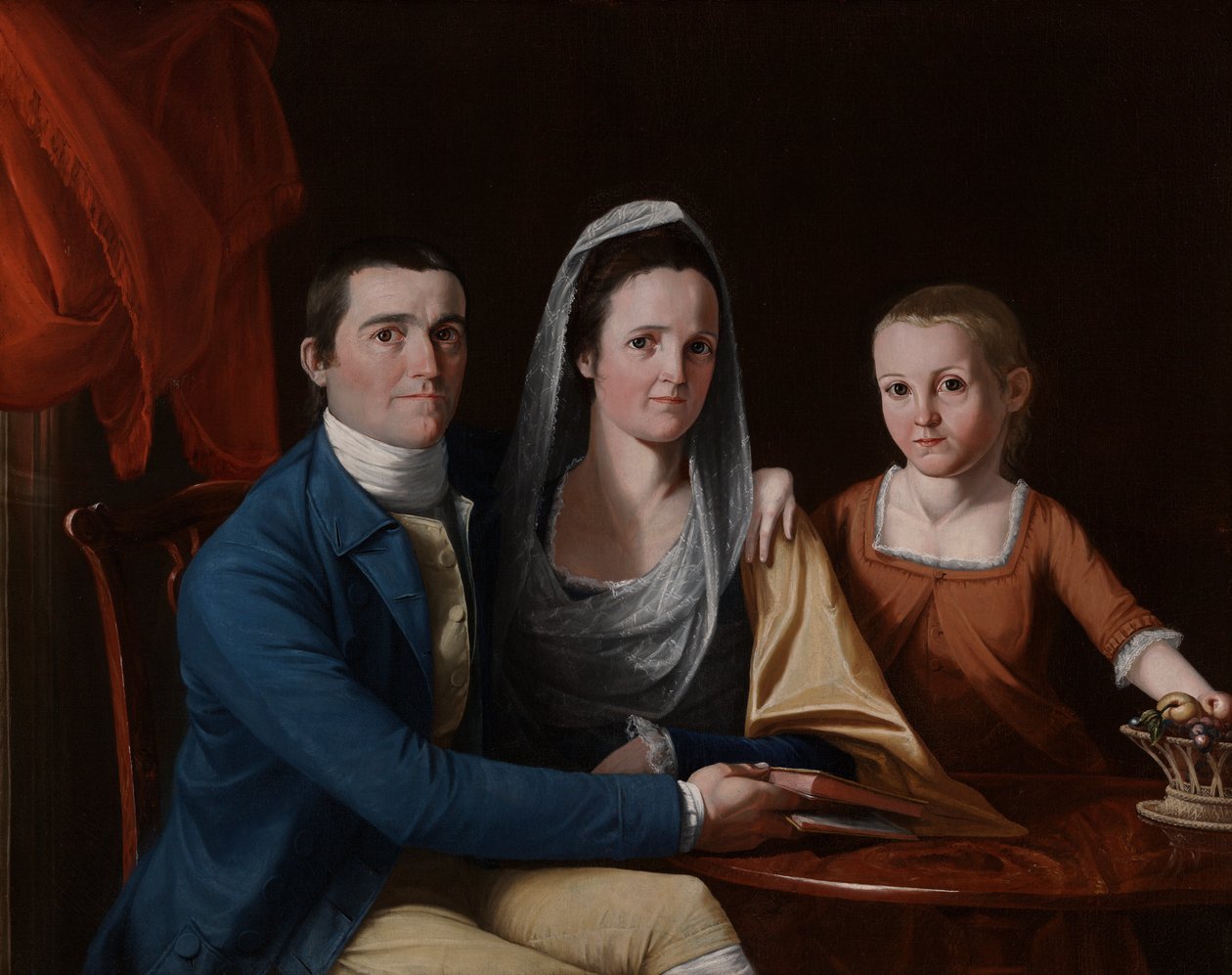 Jonathan Trumbull, Jr., Eunice Backus Trumbull és Faith Trumbull (később Faith Trumbull Wadsworth) (1740) alkotó: John Trumbull