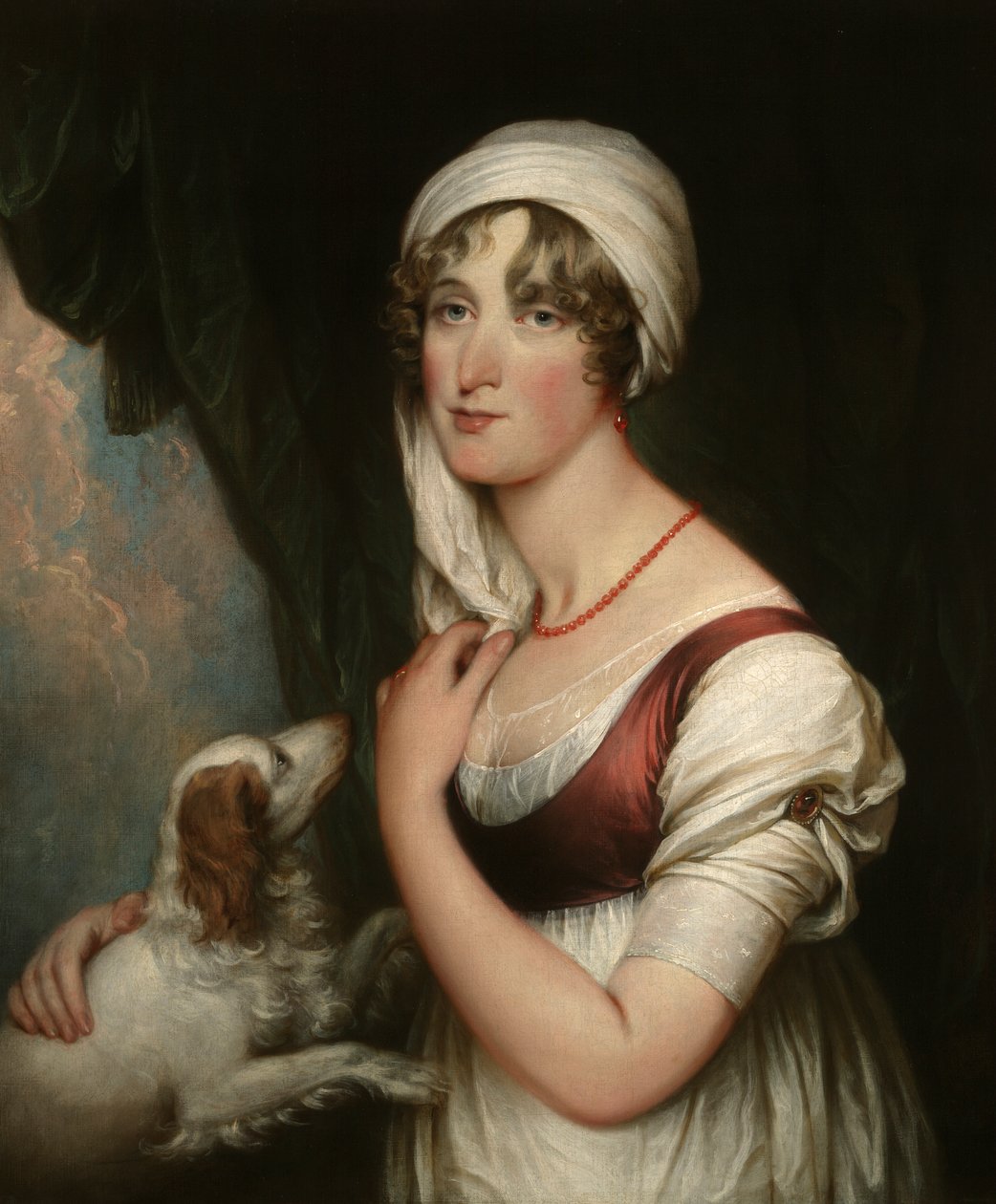 Sarah Trumbull egy spániellel alkotó: John Trumbull