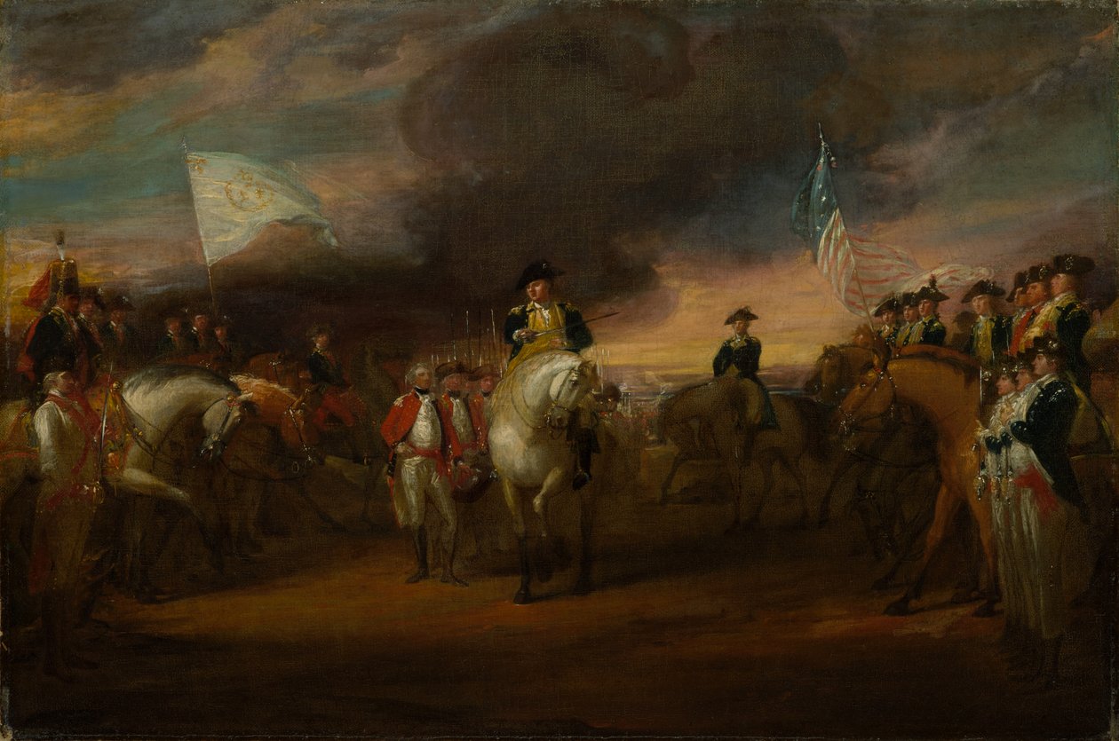 Tanulmány a "The Surrender of Lord Cornwallis at Yorktown", 1787-91 körül (olaj, vászon) alkotó: John Trumbull