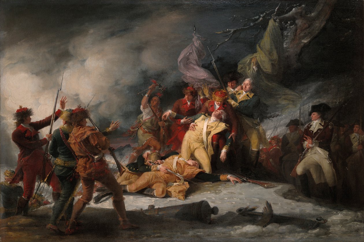 Montgomery tábornok halála a Quebec elleni támadásban, 1775. december 31. alkotó: John Trumbull