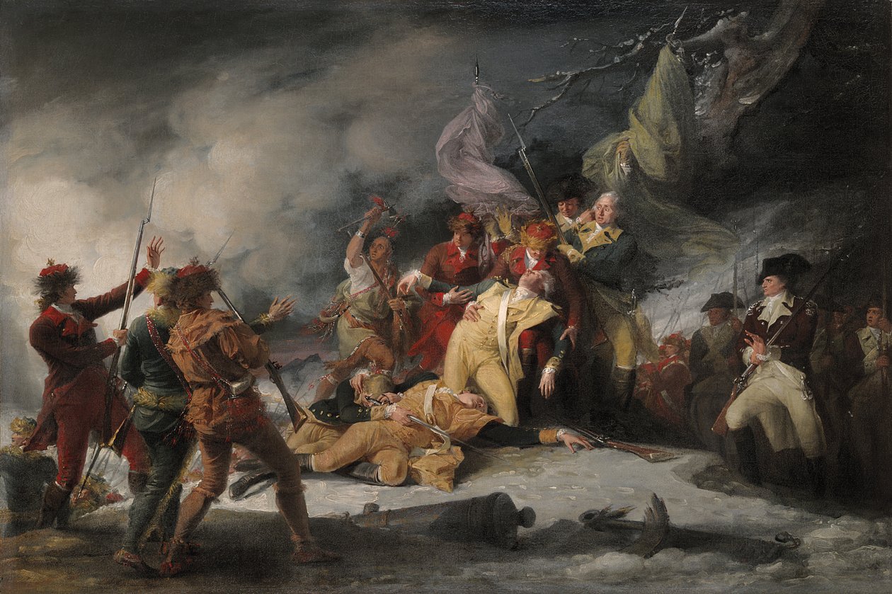 Montgomery tábornok halála a Quebec elleni támadásban, 1775. december 31., 1786. alkotó: John Trumbull