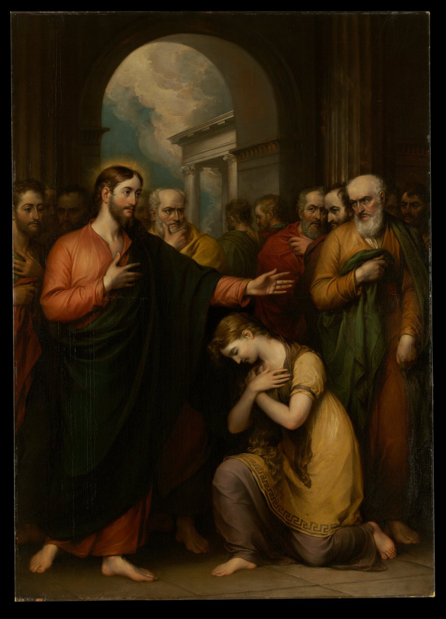 A házasságtörésen elfogott nő alkotó: John Trumbull