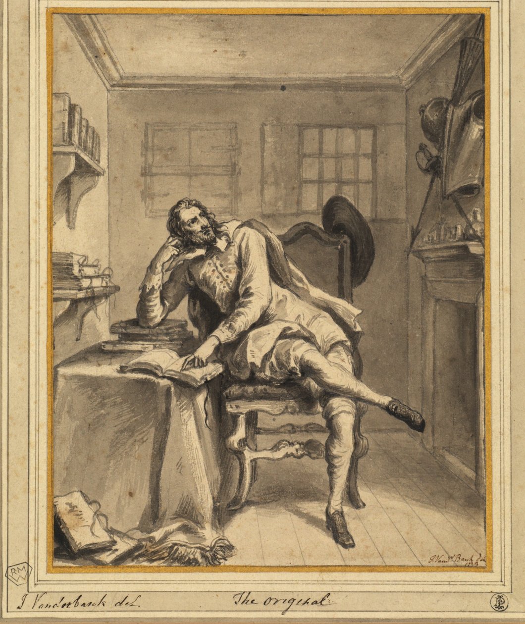 Don Quijote a dolgozószobájában alkotó: John Vanderbanck