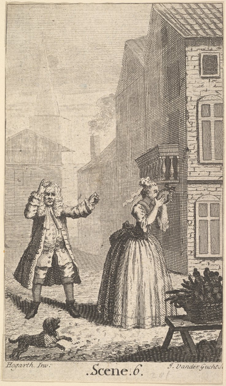 Moliere Sganarelle című művének előlapja, ou le Cocu Imaginaire The Imaginary Cuckold, kb. 1732. alkotó: John Vandergucht