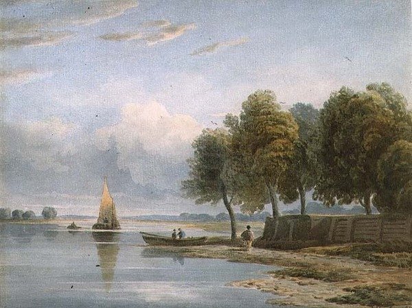 Kilátás a Temzére a Millbankban alkotó: John Varley