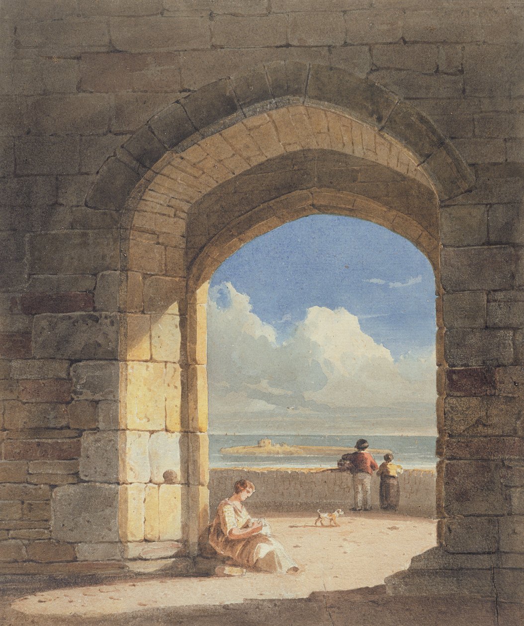 Egy boltív a Holy Islanden, Northumberland, 1809 (grafit és wc papíron) alkotó: John Varley