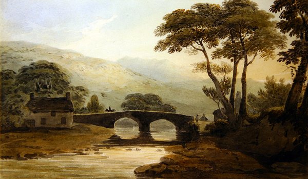 Baddgelert híd (akvarell, papír) alkotó: John Varley