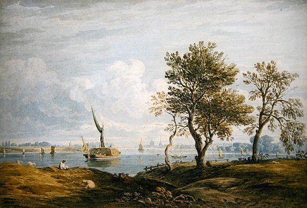 Battersea a Temze partjáról (akvarell) alkotó: John Varley