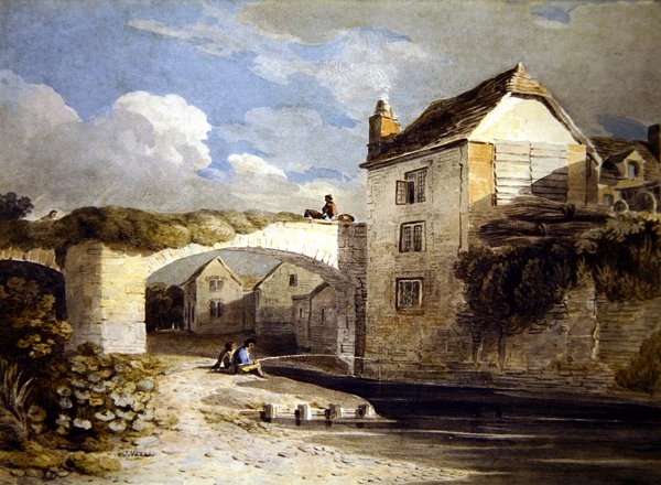 Fiúk horgászata (akvarell papíron) alkotó: John Varley