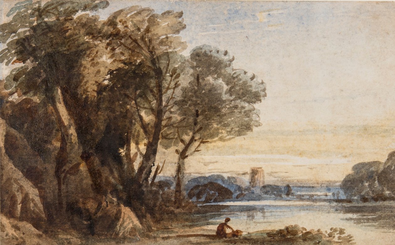 Capriccio táj, 1830 körül (wc gumiarábikummal papíron) alkotó: John Varley