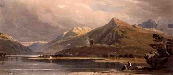 Dolbadarn kastély, Észak-Wales (akvarell papíron) alkotó: John Varley