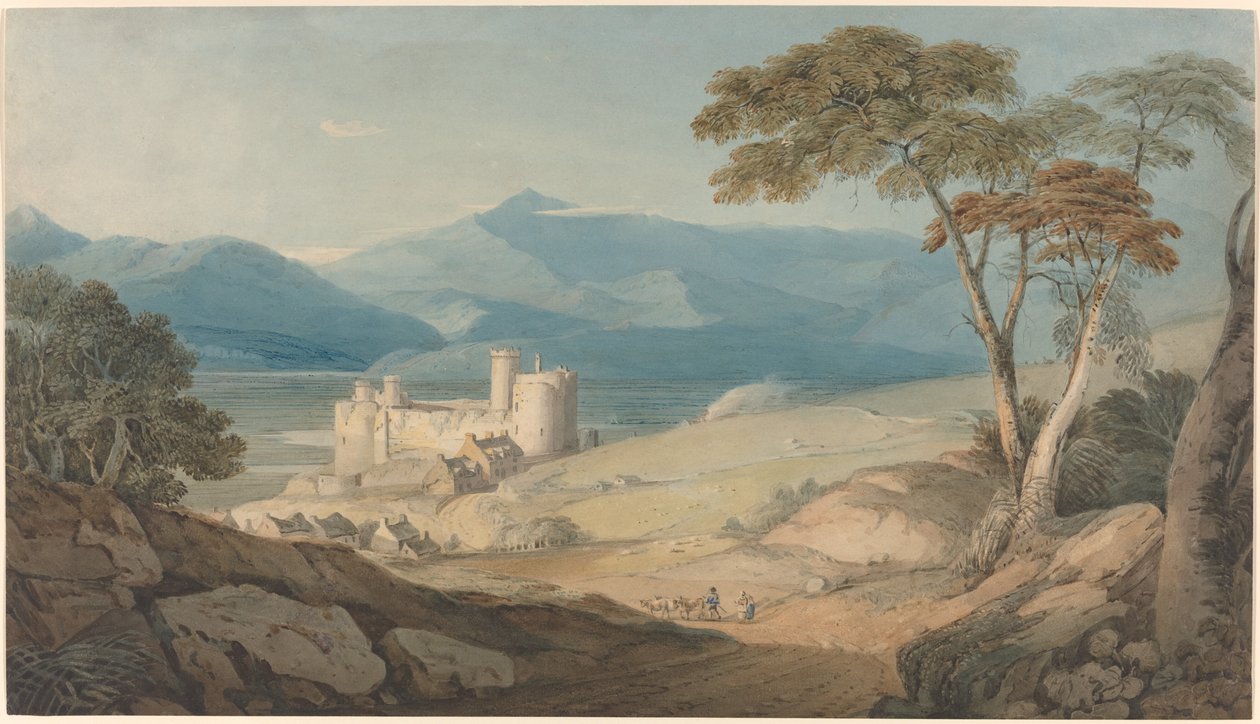 Harlech kastély és Snowdon alkotó: John Varley