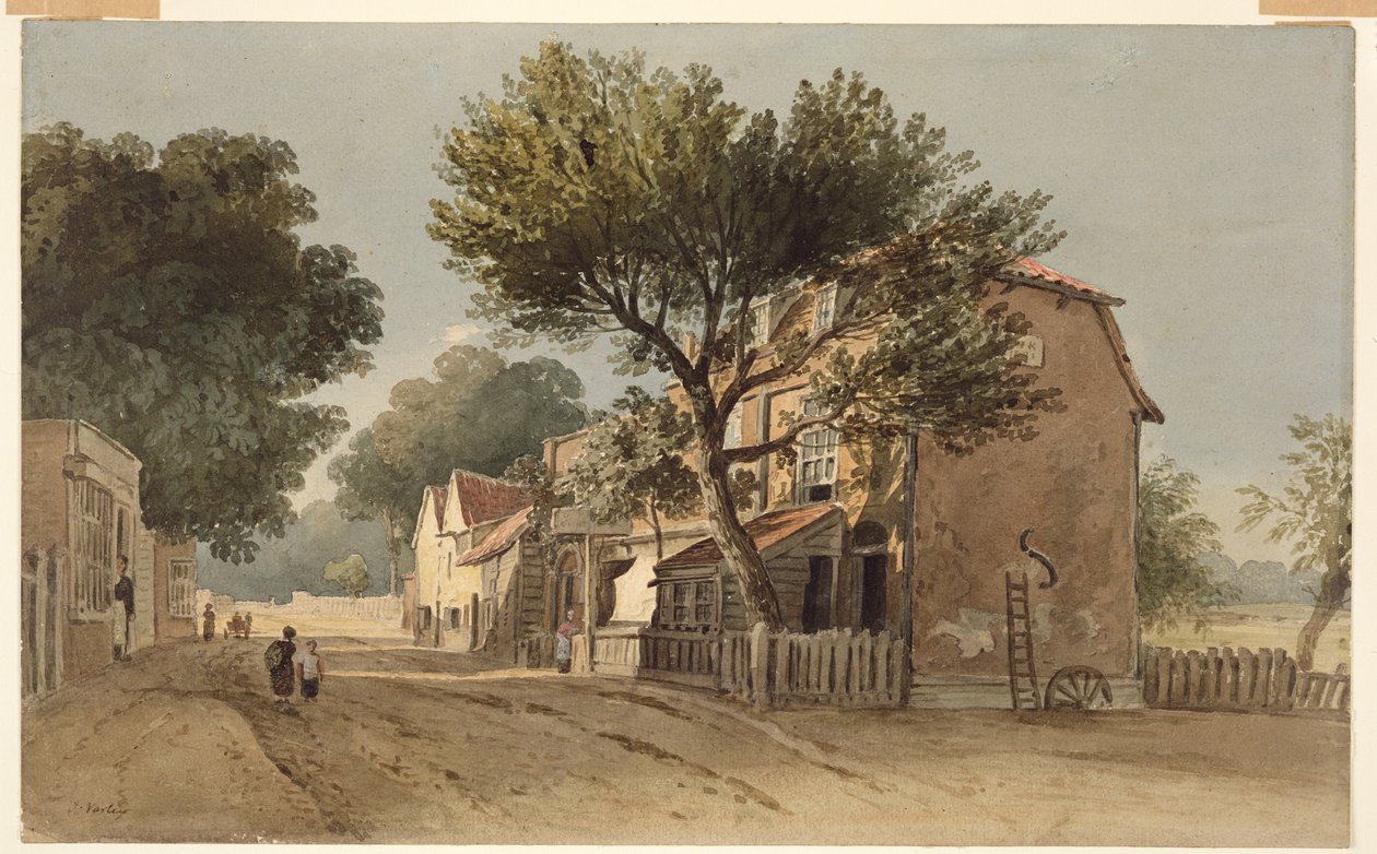 Leyton, Essex, 1800 körül (akvarell, papír) alkotó: John Varley