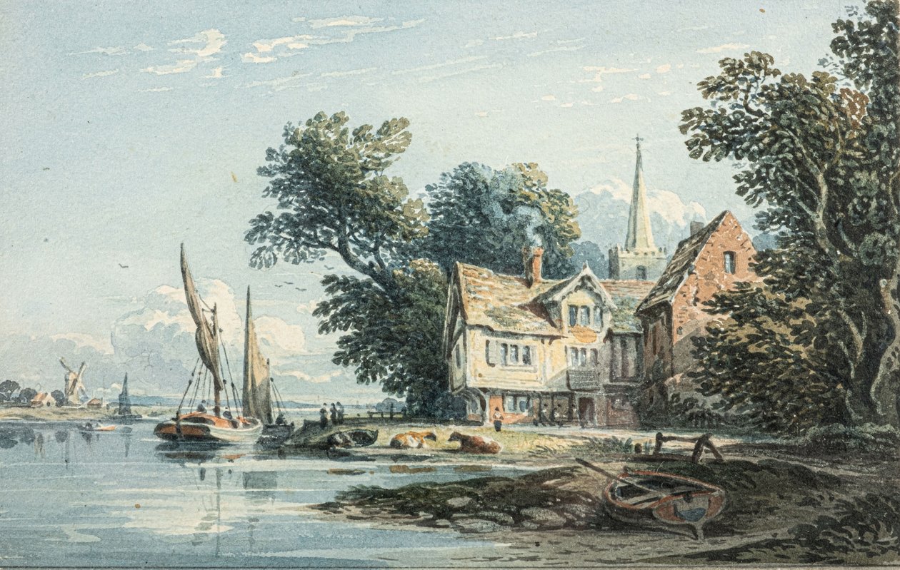 A Temzén Chiswick közelében (akvarell) alkotó: John Varley