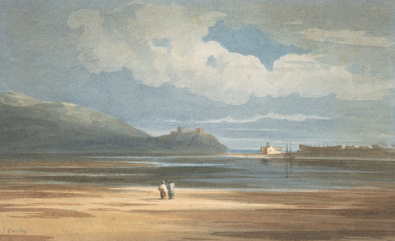 Harlech kastély a Traeth Mawr túloldalán, 1800-1842. alkotó: John Varley I