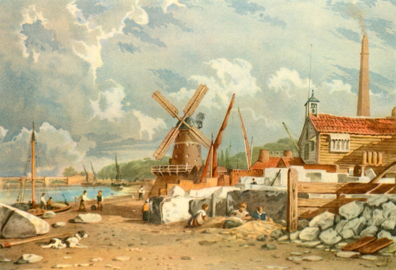 Randalls Flint Mill, Nine Elms, Battersea, 1830, 1947. alkotó: John Varley I