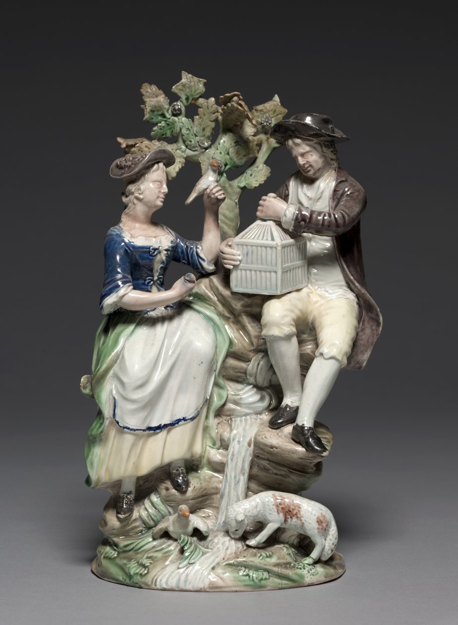 Csoport madárkalitkával, a Staffordshire Factory gyártmánya, 1770 körül alkotó: John Voyez