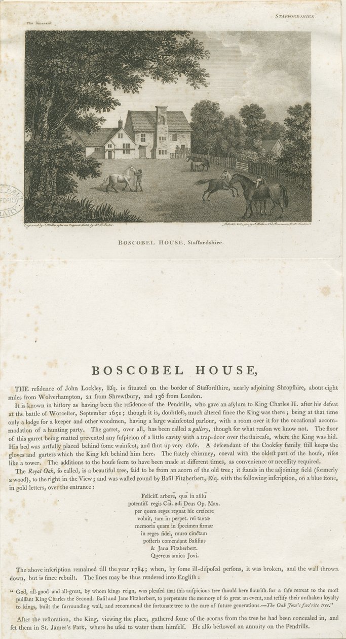 Boscobel-ház: metszet, nd [1800. november 1.] alkotó: John Walker
