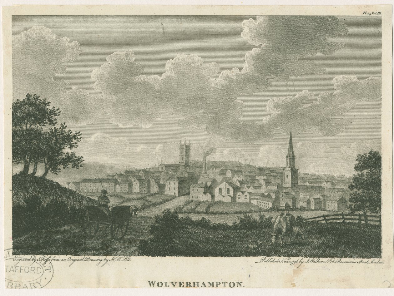 Wolverhampton – South West View: gravírozás, nd [c 1796] alkotó: John Walker
