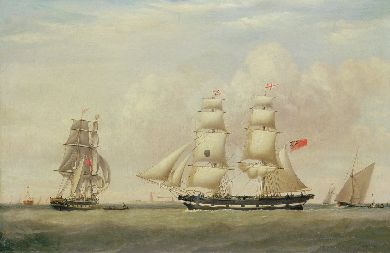 A Black Ball Line Brig, "Wupper" Spurn Head előtt alkotó: John Ward