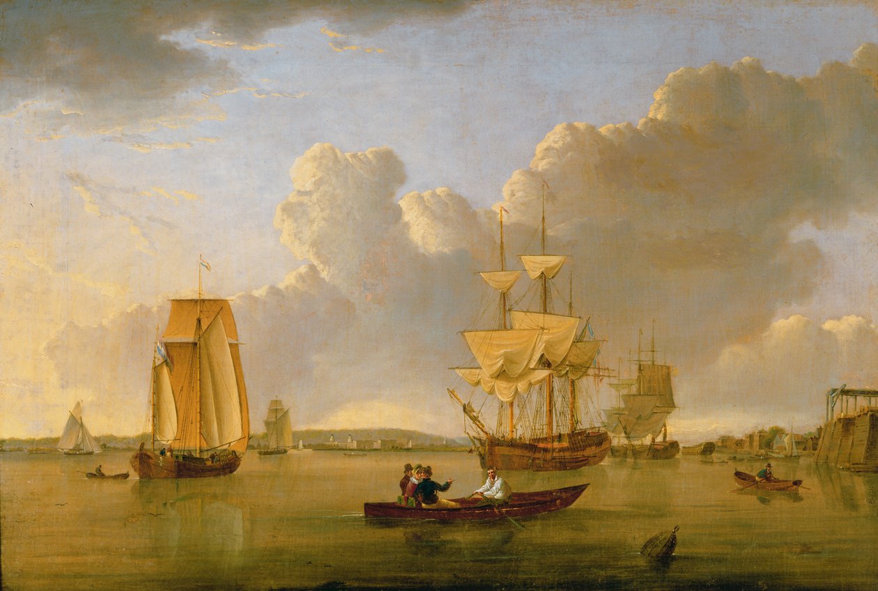 Deptford a Temzén, Greenwich távoli látványával alkotó: John Ward of Hull