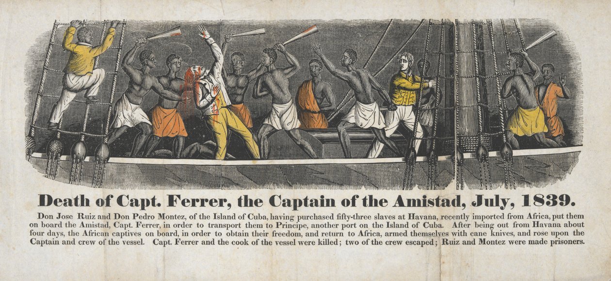 Ferrer százados, az Amistad kapitányának halála, 1839. július alkotó: John Warner Barber
