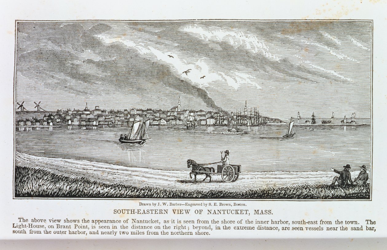 Nantucket délkeleti nézete, a "Massachusetts Történelmi Gyűjteményéből", John Warner Barber, metszett S. E. Brown, 1839 alkotó: John Warner Barber