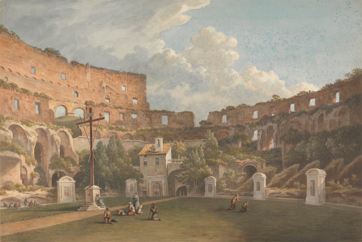 A Colosseum belső képe, Róma alkotó: John Warwick Smith