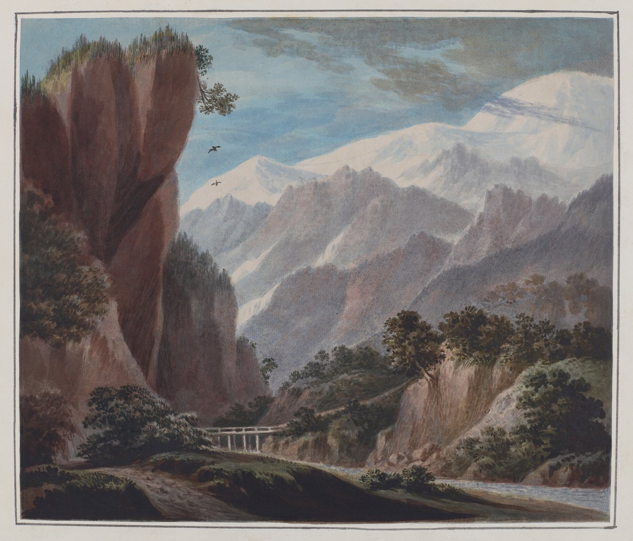 Ascending From The Valley Of Sallanches To Chamonix, c.1781 (watercolor, pencil & gum Arabic on paper) alkotó: John Warwick Smith