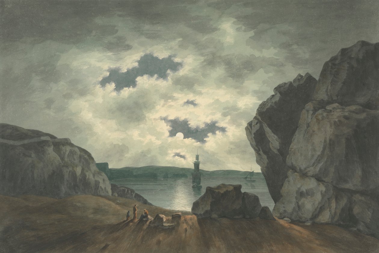 Bay Scene Holdfényben alkotó: John Warwick Smith
