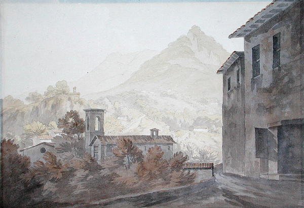 Luganói-tó (akvarell papíron) alkotó: John Warwick Smith